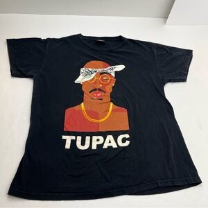 Tupac Shakur Cross Colours Shirt Tee Adult Large Black‎ Graphic Rap 90s *FLAW